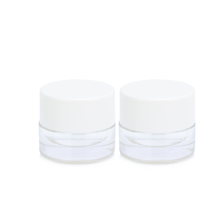 Thick wall custom 5g 5ml round wide mouth mini cosmetic eye cream glass jar with child resistant lip