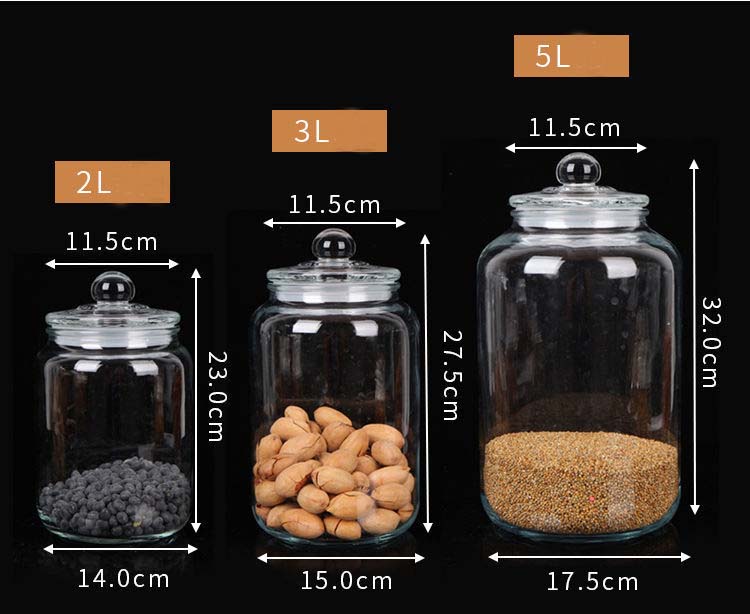 Thickened Pantry Container Organizer Glass Jars With Lids For Kitchen Grains Nuts Pharmacist Peaberry