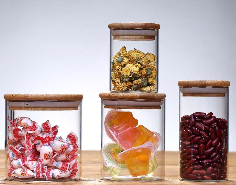 Thickened Transparent Glass Jars With Bamboo Lids Glass Storage Canisters Cereal Containers For Pantry And Kitchen Organization