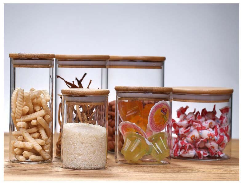 Thickened Transparent Glass Jars With Bamboo Lids Glass Storage Canisters Cereal Containers For Pantry And Kitchen Organization