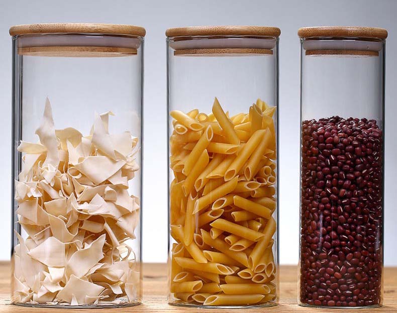 Thickened Transparent Glass Jars With Bamboo Lids Glass Storage Canisters Cereal Containers For Pantry And Kitchen Organization