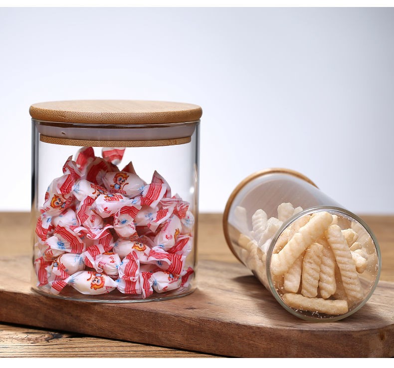 Thickened Transparent Glass Jars With Bamboo Lids Glass Storage Canisters Cereal Containers For Pantry And Kitchen Organization