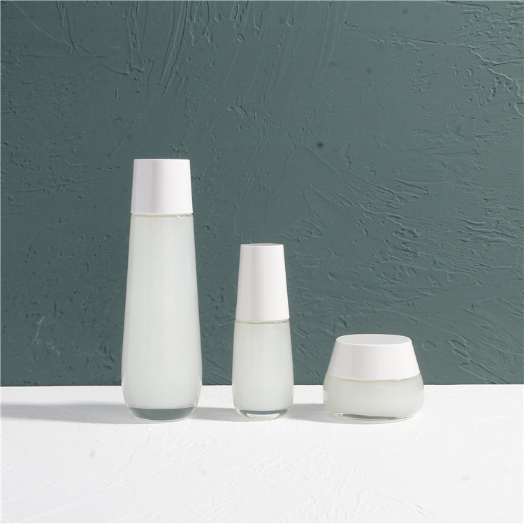Three Pieces Set - Cosmetic Bottle For Toner Lotion Glass Jar For Cream