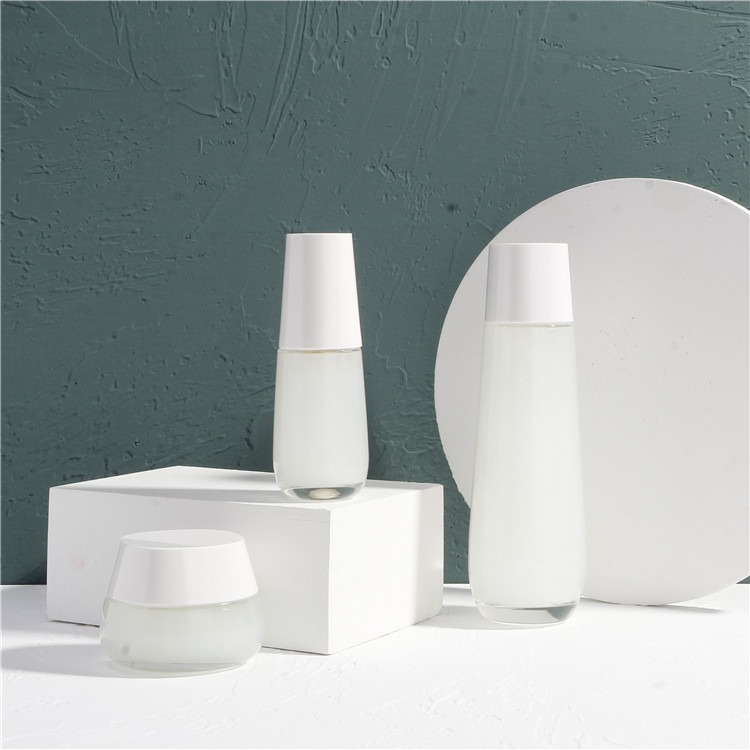 Three Pieces Set - Cosmetic Bottle For Toner Lotion Glass Jar For Cream