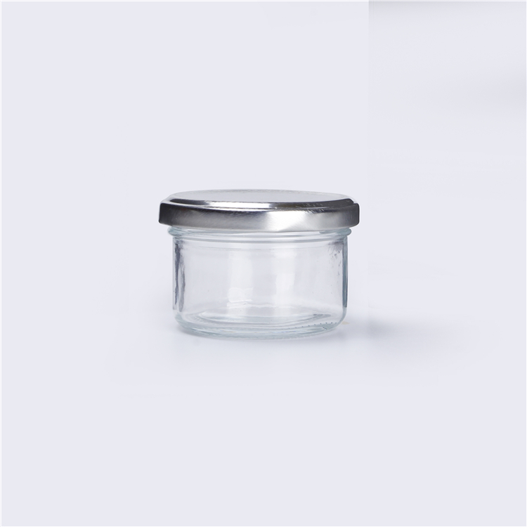 Three in group glass jar caviar useful glass jar with iron covering