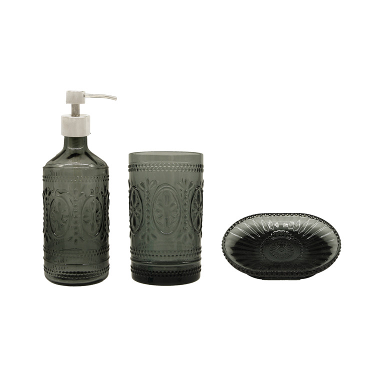 Three-piece toiletries glass bottles super smart design glass jars enjoying comfortable life