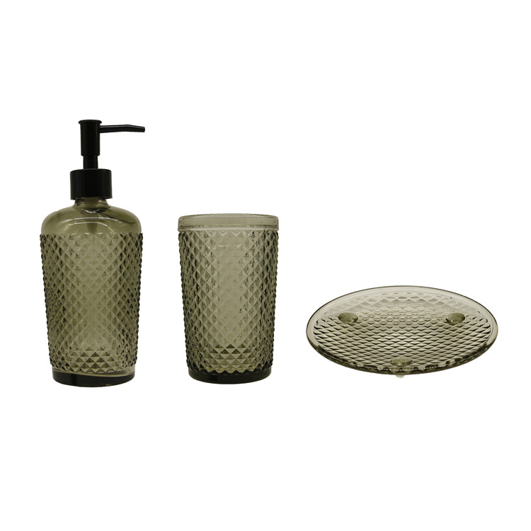 Three-piece toiletries glass bottles super smart design glass jars enjoying comfortable life