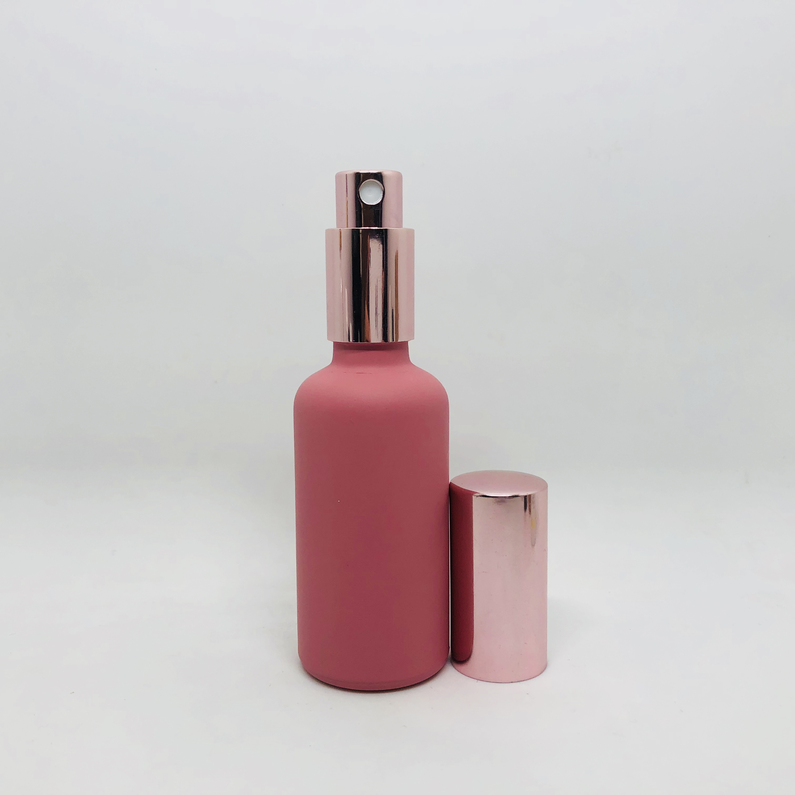 Tincture Bottles Pump Spray Cap Pink Matte 30ml Glass with Rose Gold Dropper Essential Oil Frost Personal Care Face Serum Custom