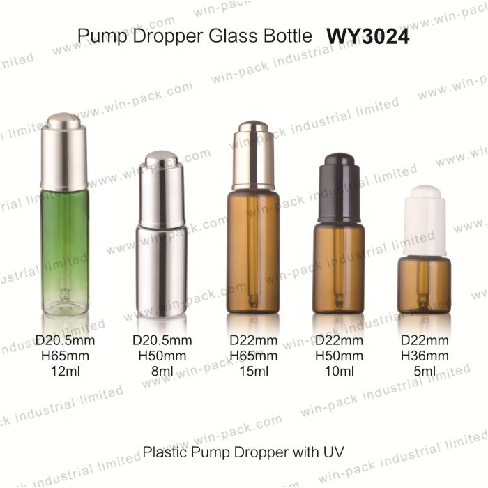 Tincture Bottles UV Glass with Plastic 5ml 15ml Black Dropper Essential Oil Screen Printing Personal Care Pump Dropper for Serum