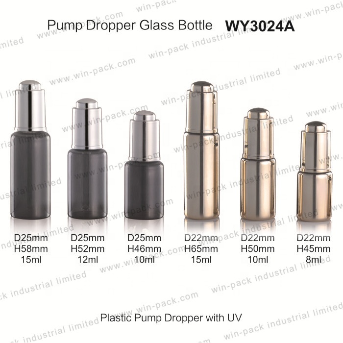Tincture Bottles UV Glass with Plastic 5ml 15ml Black Dropper Essential Oil Screen Printing Personal Care Pump Dropper for Serum