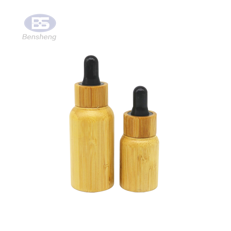 Tincture empty glass dropper bottles essential oil 30ml cbd jars bamboo tops glass black bamboo cap 10 ml dropper bottle