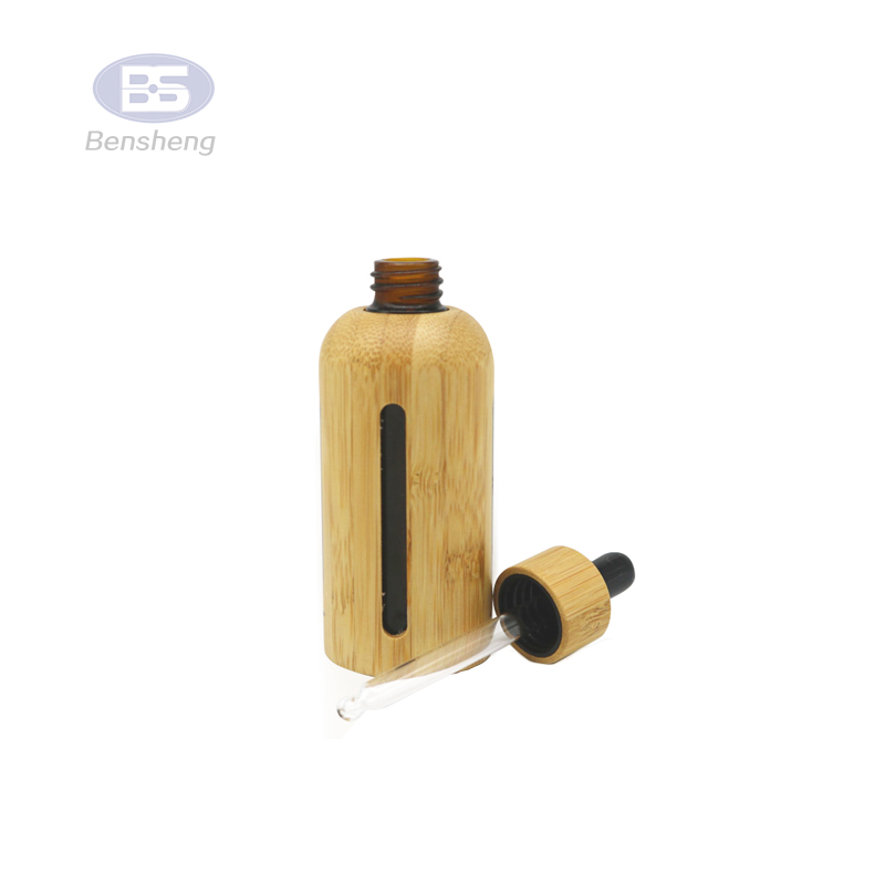 Tincture empty glass dropper bottles essential oil 30ml cbd jars bamboo tops glass black bamboo cap 10 ml dropper bottle