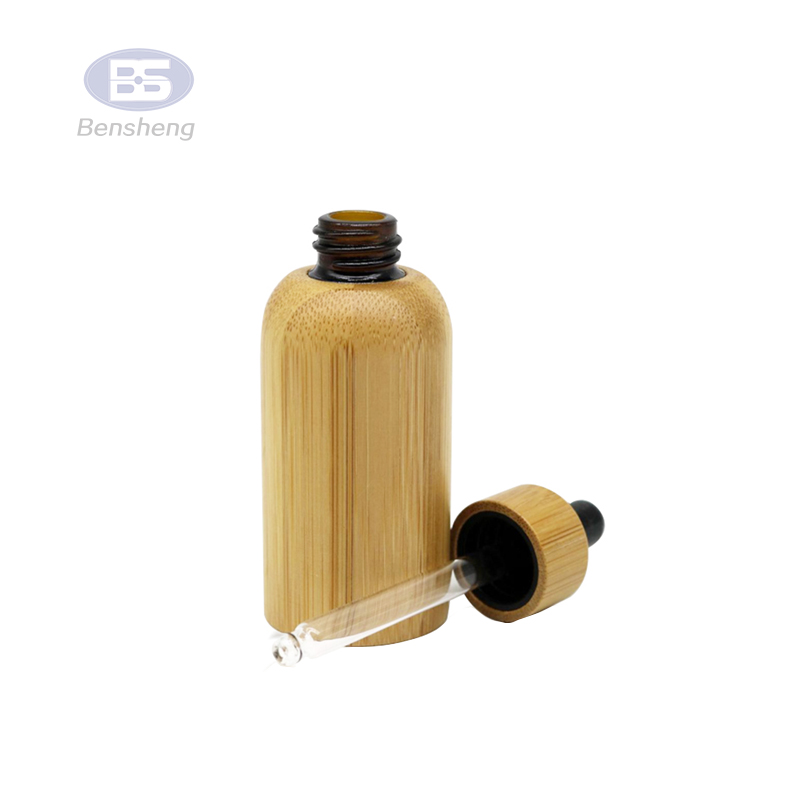Tincture empty glass dropper bottles essential oil 30ml cbd jars bamboo tops glass black bamboo cap 10 ml dropper bottle
