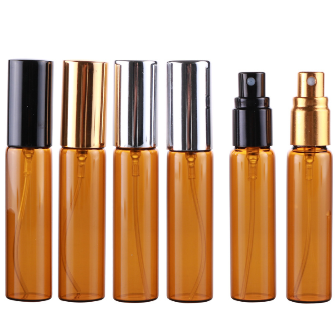 Tiny Amber Empty Glass Pump Spray Perfume Bottles 5Ml 10Ml