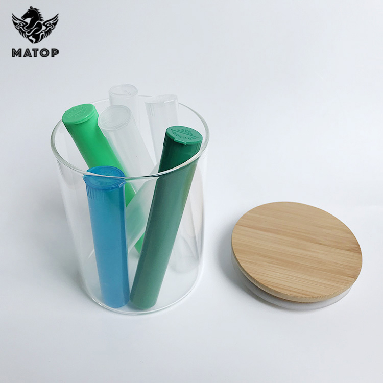 Tobacco packaging flower glass jar with bamboo lid