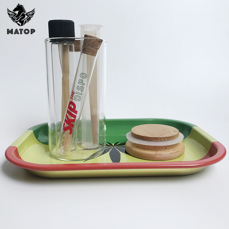 Tobacco packaging flower glass jar with bamboo lid