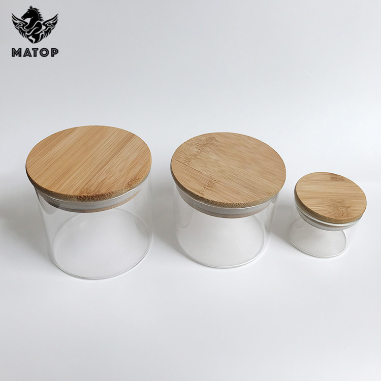 Tobacco packaging flower glass jar with bamboo lid