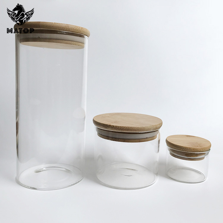 Tobacco packaging flower glass jar with bamboo lid