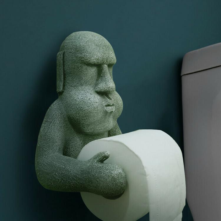Toilet paper towel rack bathroom supplies personality creative funny Easter Island toilet roll holder wall hanging