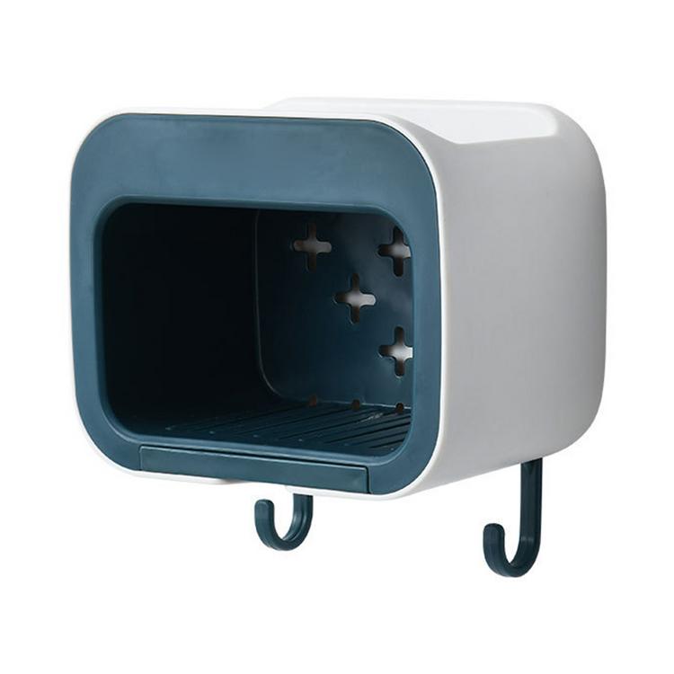 Toilet soap box free perforated drain with hook rack wall hanging bathroom creative soap box bathroom products