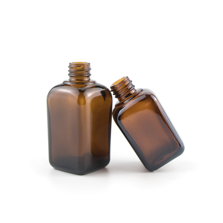 Top Grade 20ml 30ml 50ml 100ml amber glass eye face cosmetic packaging eliquid Square Essential oil bottle with dropper cap