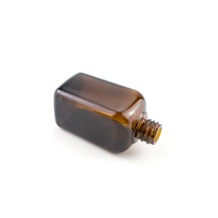 Top Grade 20ml 30ml 50ml 100ml amber glass eye face cosmetic packaging eliquid Square Essential oil bottle with dropper cap
