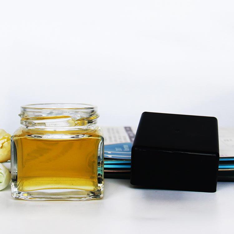 Top Grade Square Honey Jar Glass Jar with Lid for Jam
