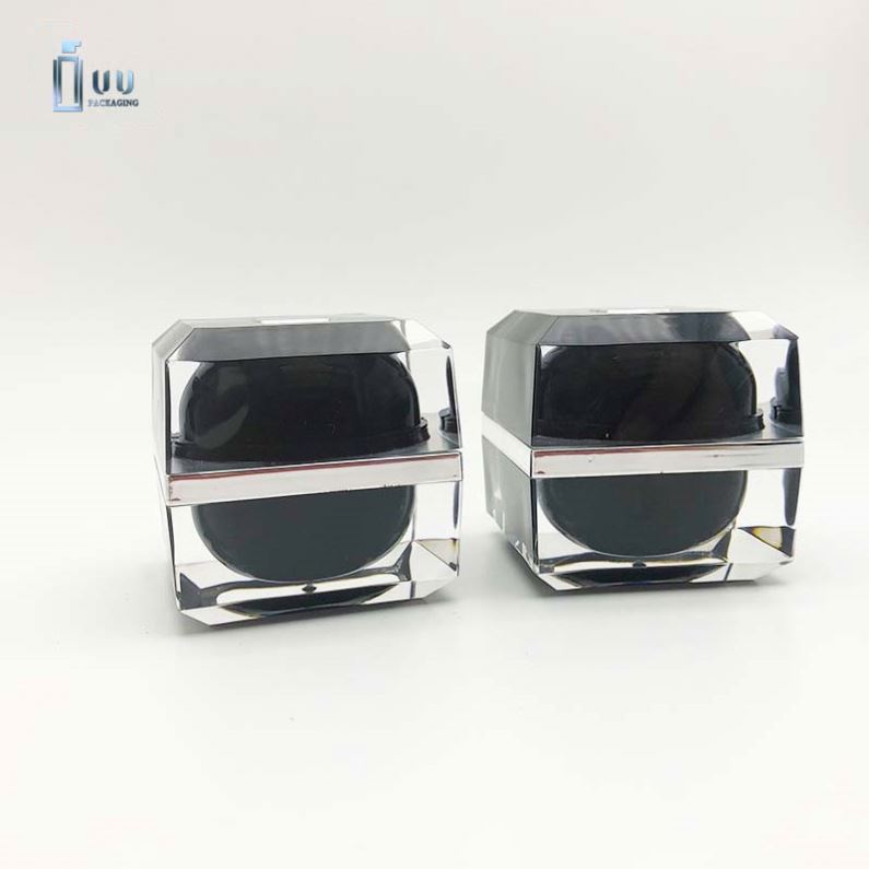 Top Natural Square Black Glass Cosmetic Jar Cream
