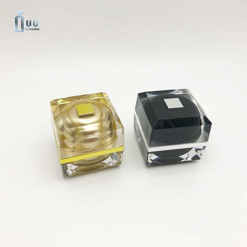 Top Natural Square Black Glass Cosmetic Jar Cream