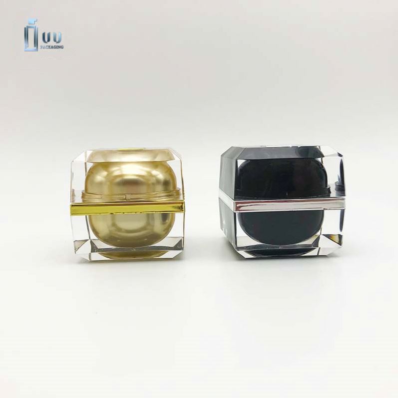 Top Natural Square Black Glass Cosmetic Jar Cream