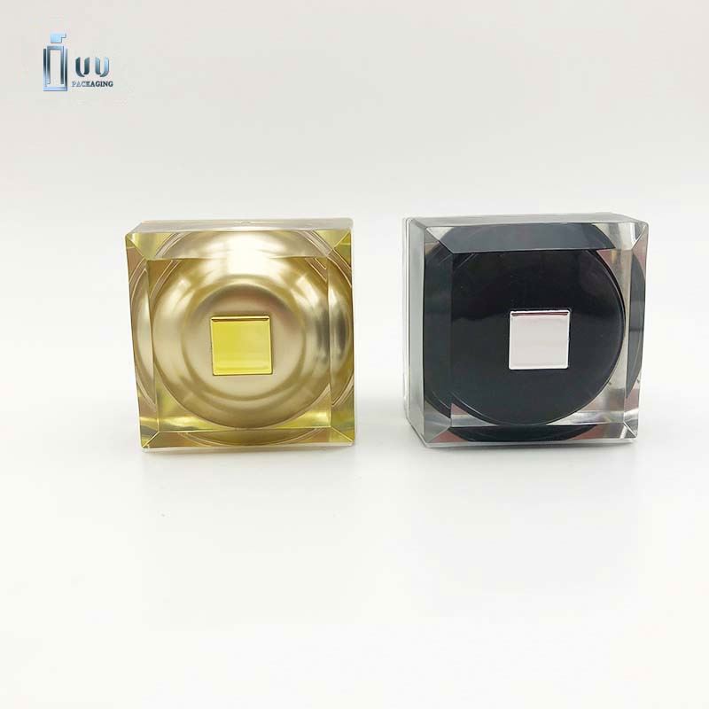 Top Natural Square Black Glass Cosmetic Jar Cream
