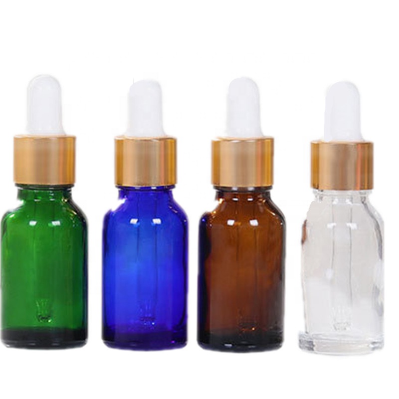 Top Quality 15ml 30ml 60ml 120ML 240ML Clear Amber Cobalt Blue Glass Boston Round Dropper Bottle Essential Oil Perfume Bottle
