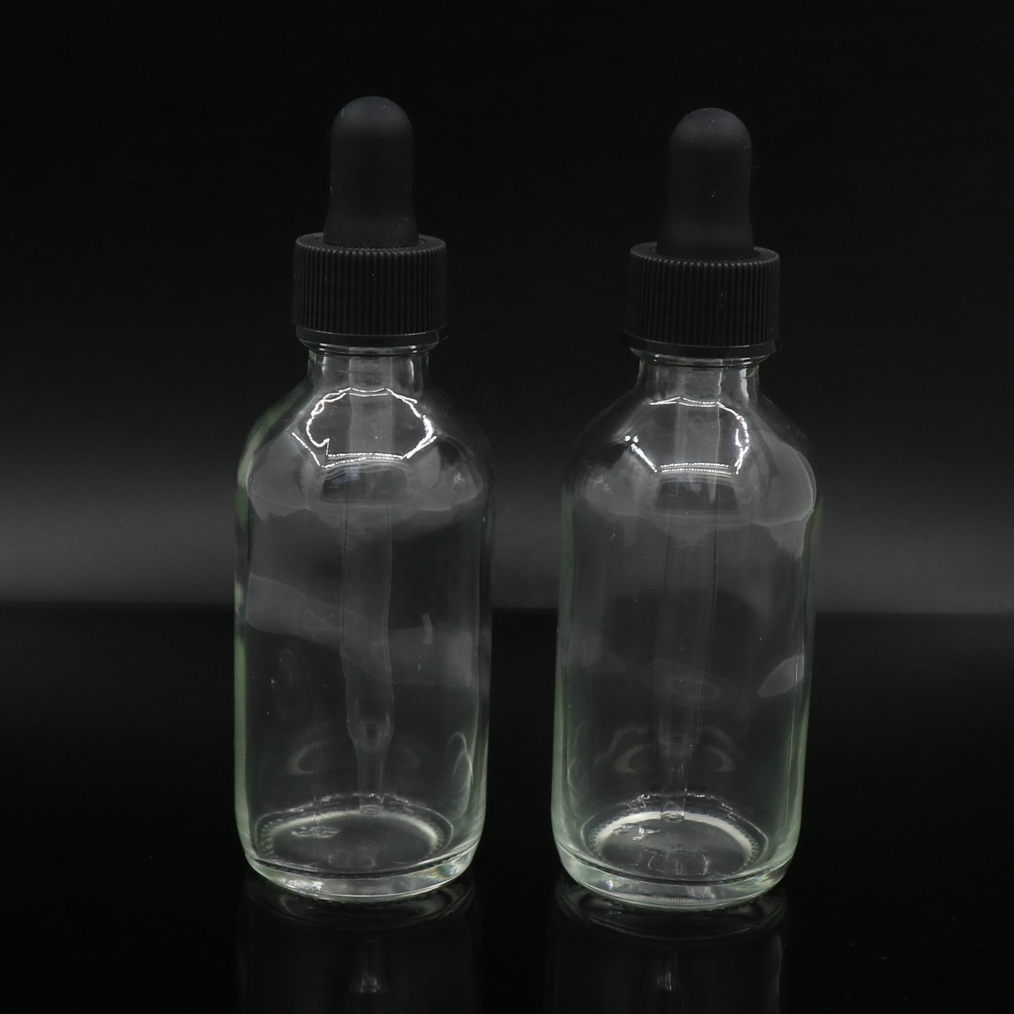 Top Quality 30 ml Clear Amber Boston Round Glass Pump Spray Bottle 30ml Wholesale with White Black Fine-mist Sprayers