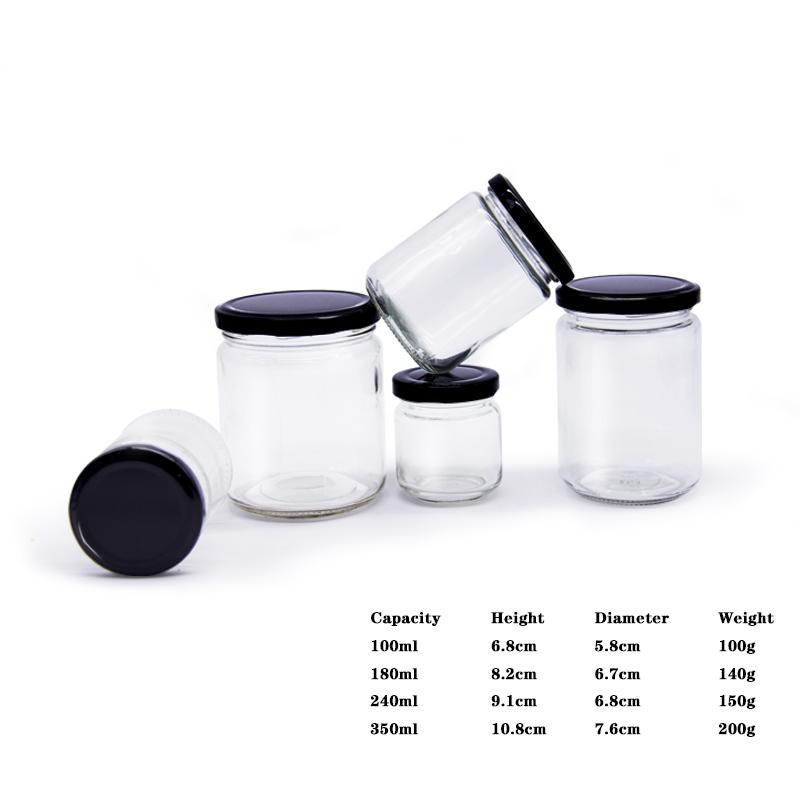 Top Quality Glass Honey Jam Food Storage Jars Packaging With Colorful Metal Lids