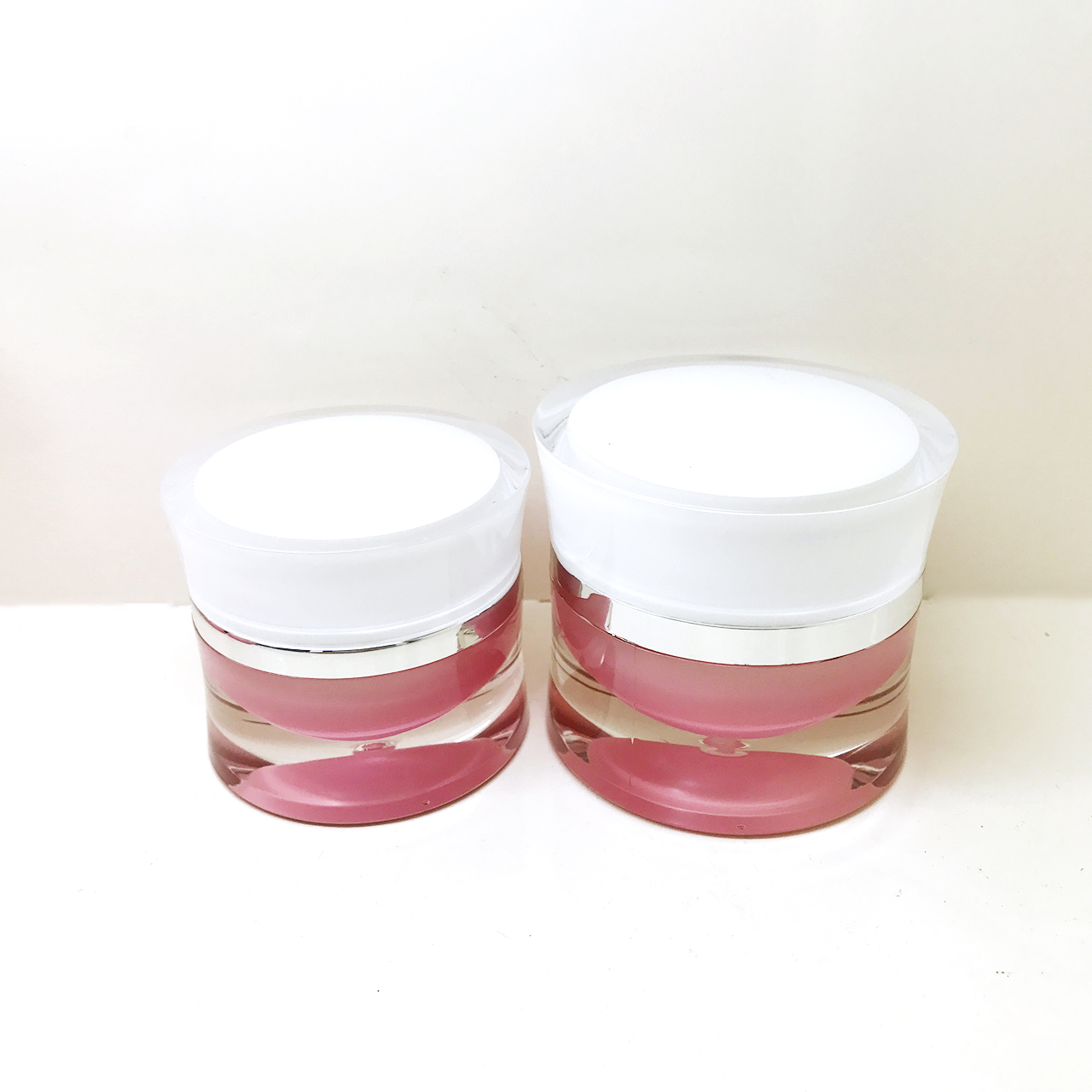 Top Quality Waist Round Plastic Acrylic Powder Container Jars With Lid For Beauty Cream Container