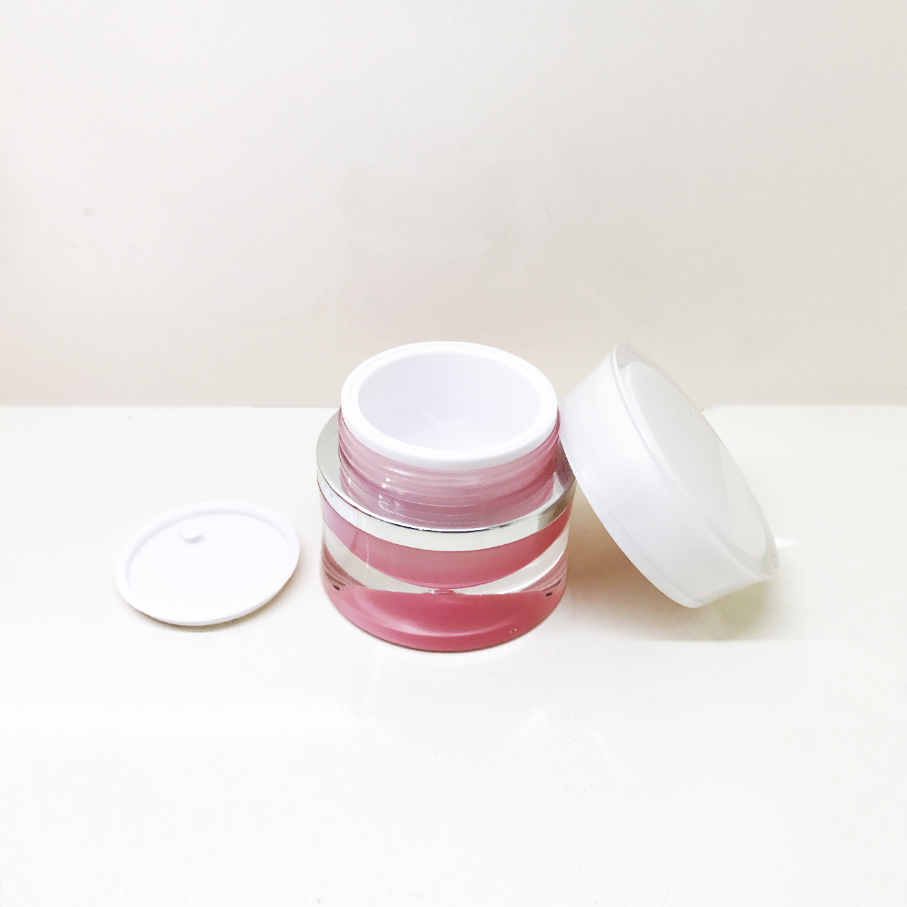 Top Quality Waist Round Plastic Acrylic Powder Container Jars With Lid For Beauty Cream Container