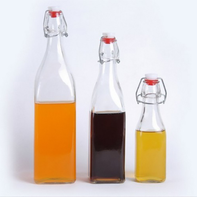 Top Quality Wholesale Price Square Shape Sealed Transparent Glass Bottles for Beverage Storage