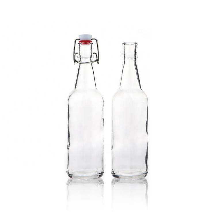 Top Quality Worth Buying Swing Flip Top 500ml Clear Amber Glass Bottles For Liquor Beer