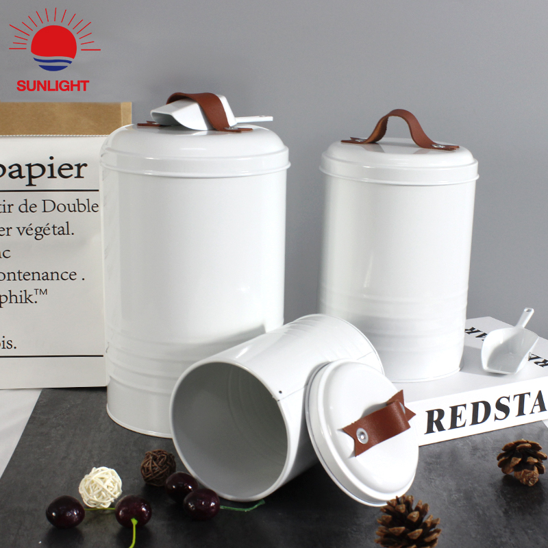 Top Sale Set of 3 Round Tea Coffee Sugar Kitchen Household Powder Coated Storage Canister