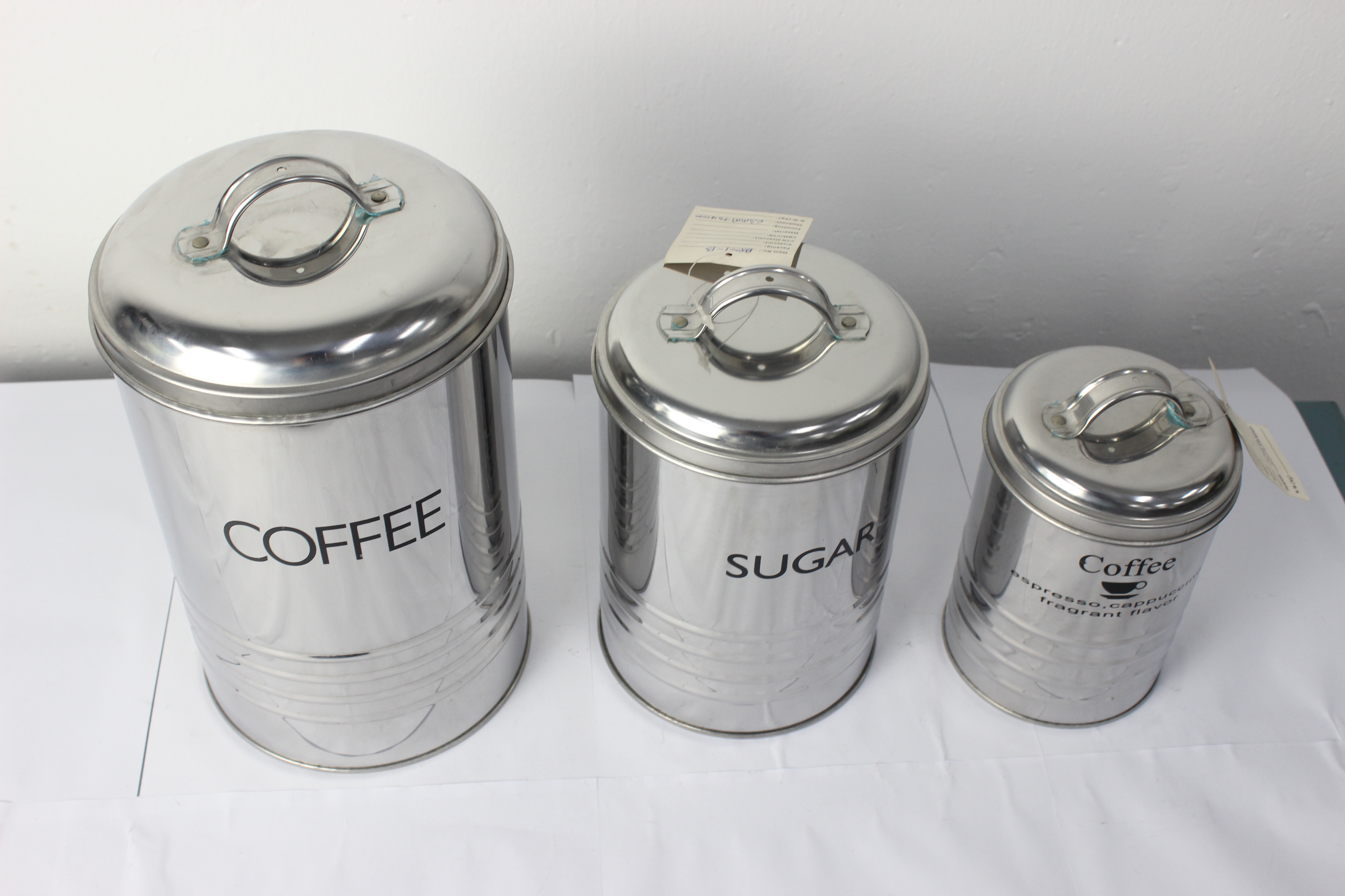 Top Sale Set of 3 Round Tea Coffee Sugar Kitchen Household Powder Coated Storage Canister