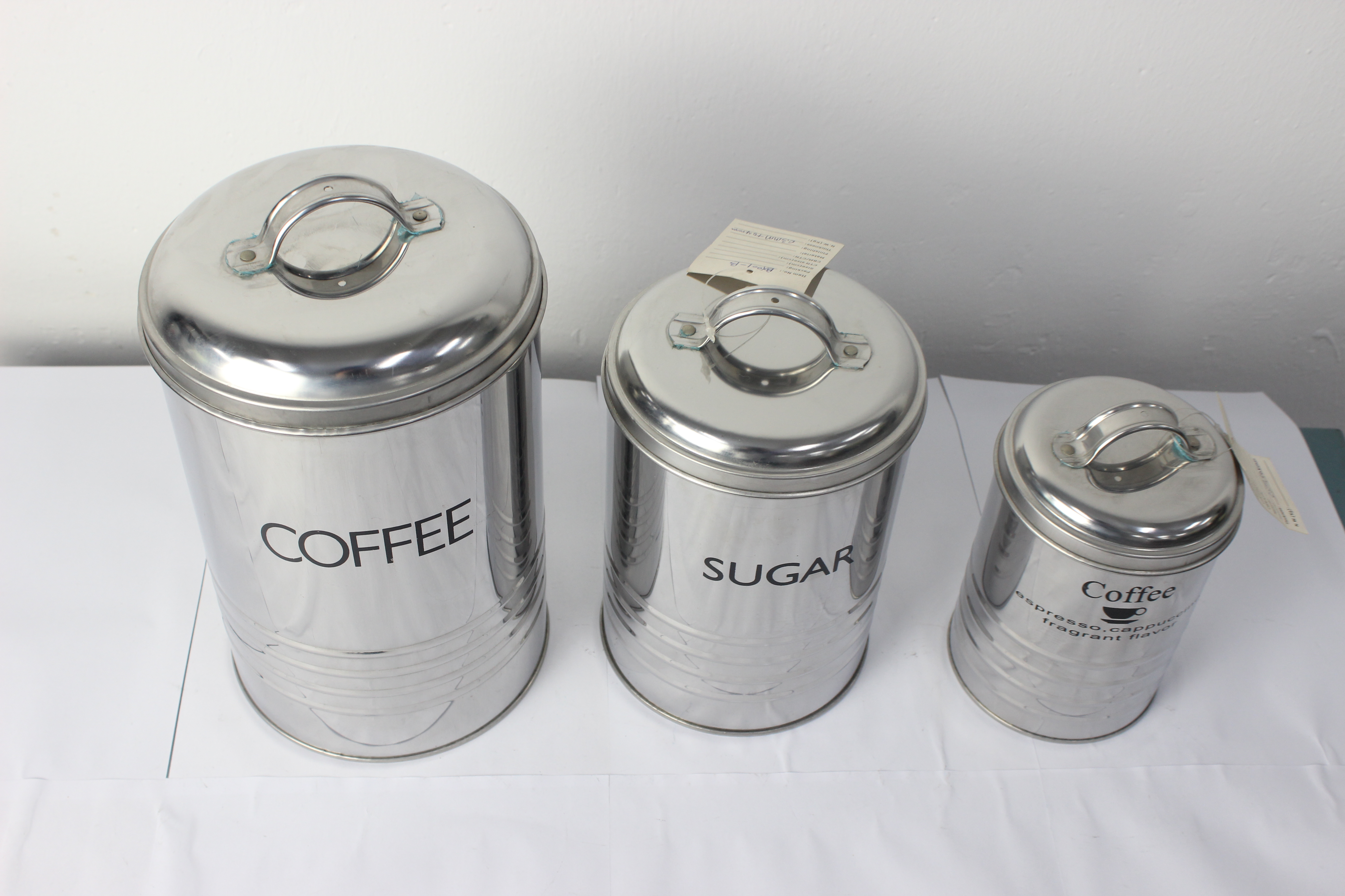Top Sale Set of 3 Round Tea Coffee Sugar Kitchen Household Powder Coated Storage Canister