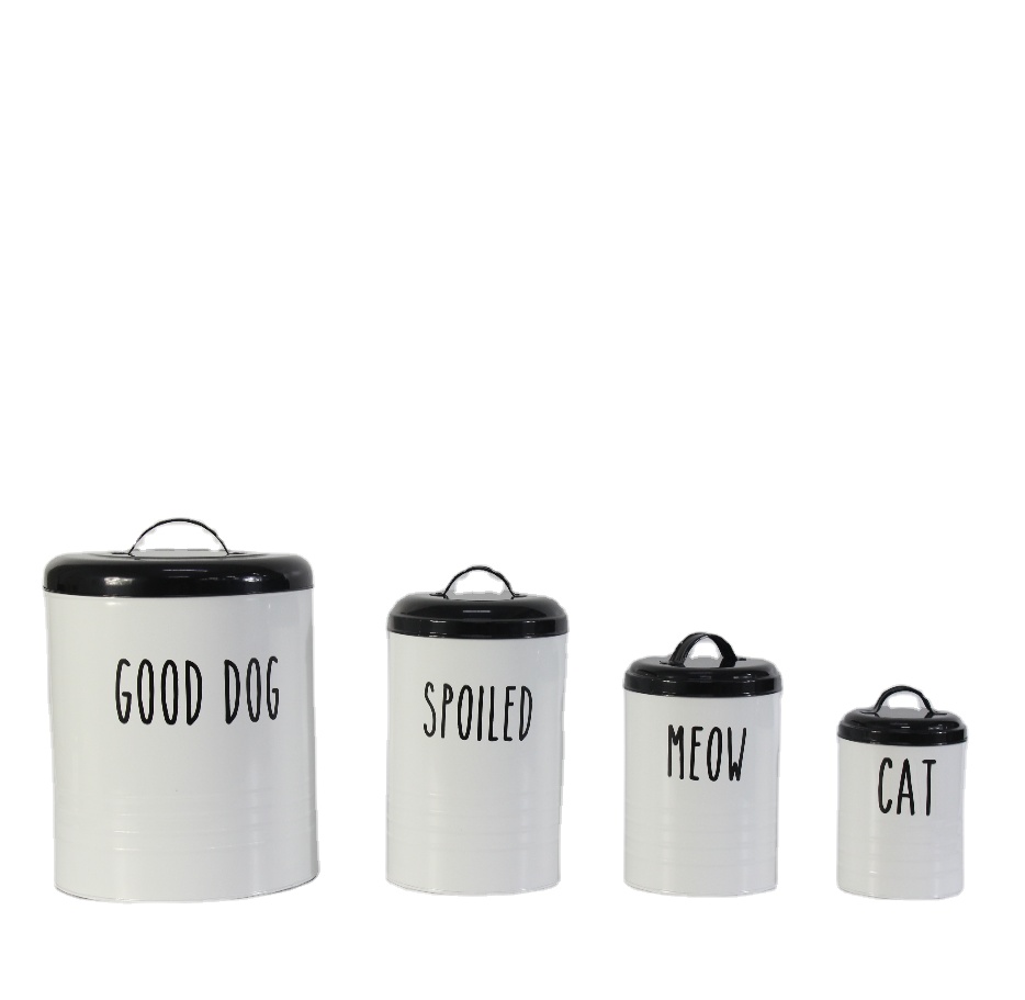 Top Sale Set of 4 Round Tea Coffee Sugar Kitchen Household Powder Coated Storage Canister