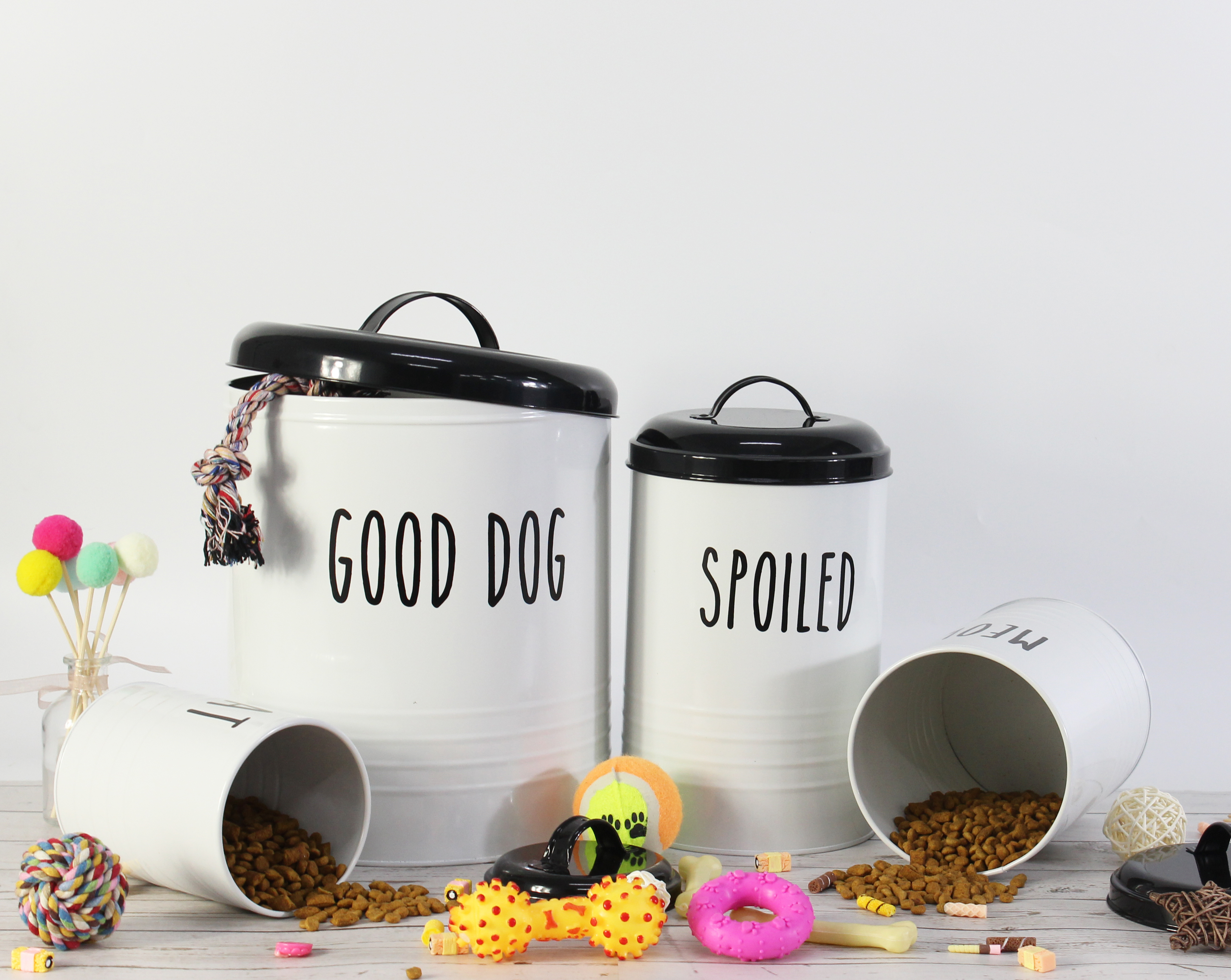 Top Sale Set of 4 Round Tea Coffee Sugar Kitchen Household Powder Coated Storage Canister