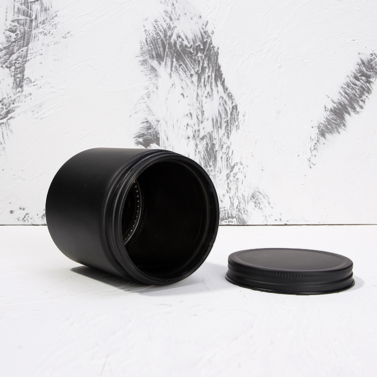 Top Selling 8oz 250ml Matte Black Edge Cosmetic Balm Jar With Engraving Logo Screw Lid For Creams Body Lotions