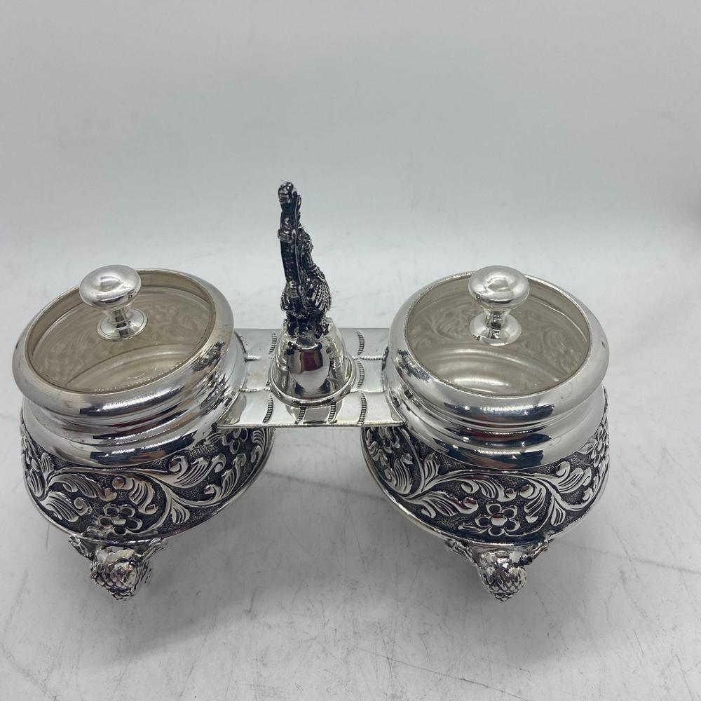 Top Selling Antique 925 SIlver Storage Jar Pair Multipurpose Jar used for Tabletops Home decoration and Kitchen storage jars