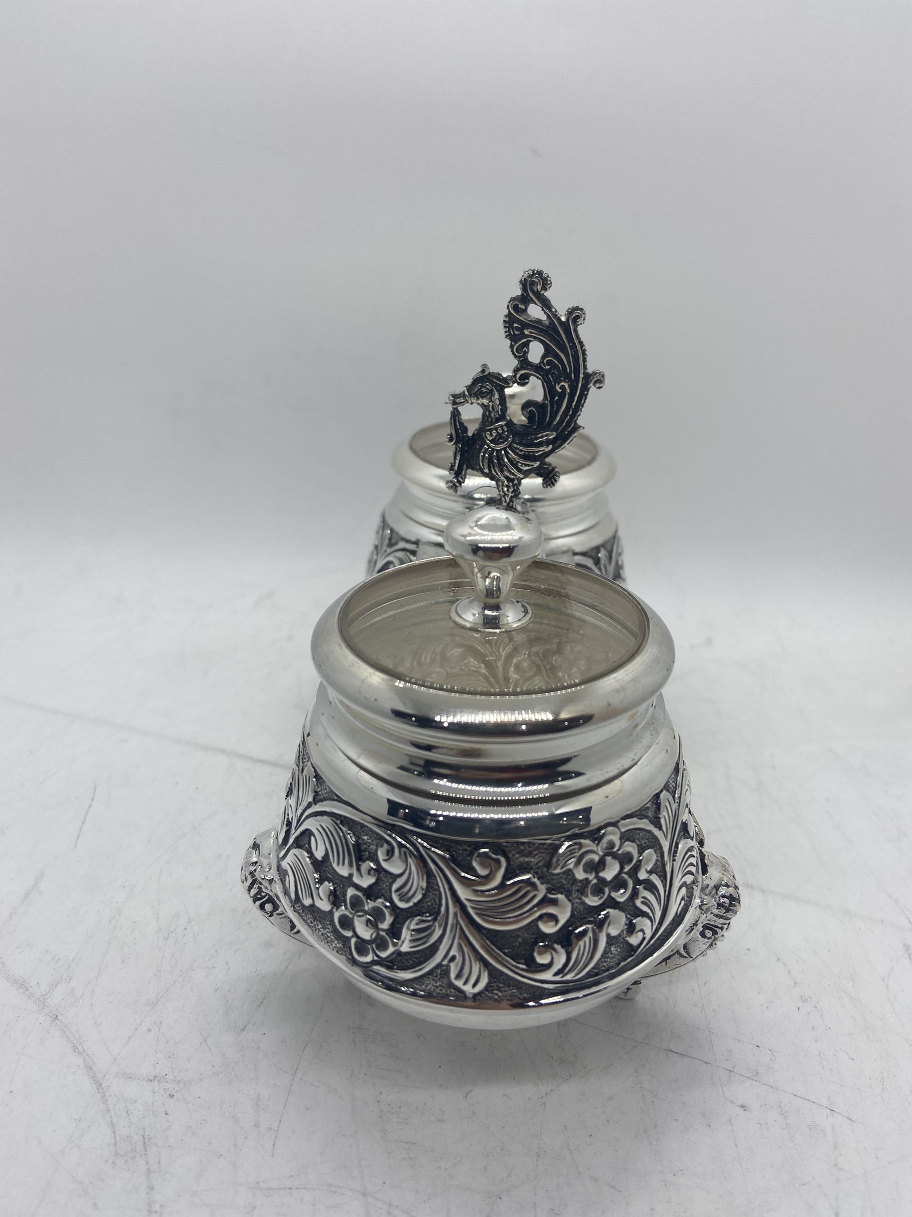 Top Selling Antique 925 SIlver Storage Jar Pair Multipurpose Jar used for Tabletops Home decoration and Kitchen storage jars