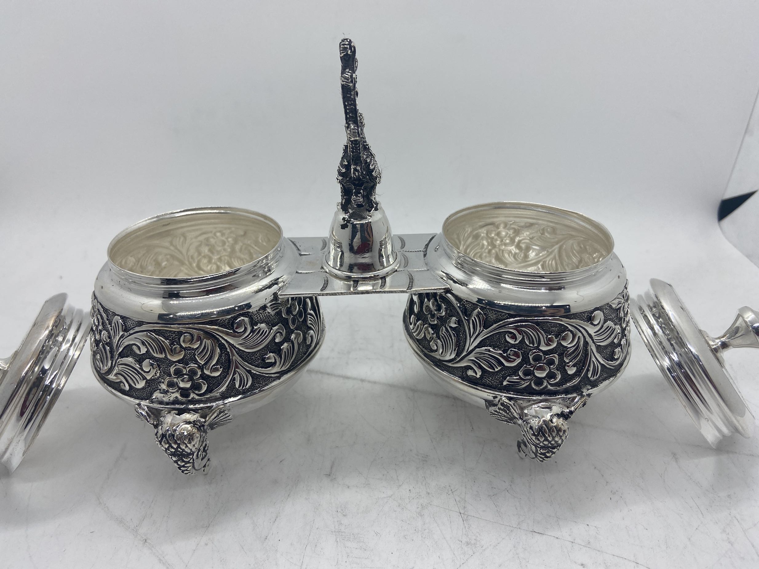 Top Selling Antique 925 SIlver Storage Jar Pair Multipurpose Jar used for Tabletops Home decoration and Kitchen storage jars