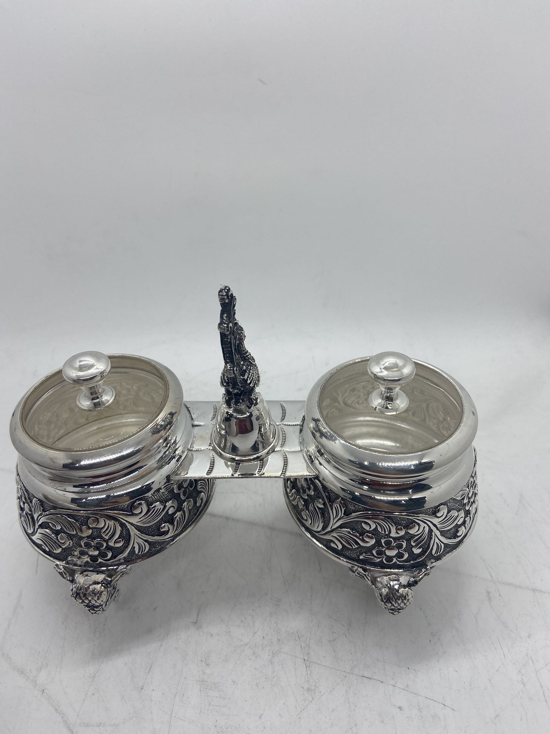 Top Selling Antique 925 SIlver Storage Jar Pair Multipurpose Jar used for Tabletops Home decoration and Kitchen storage jars