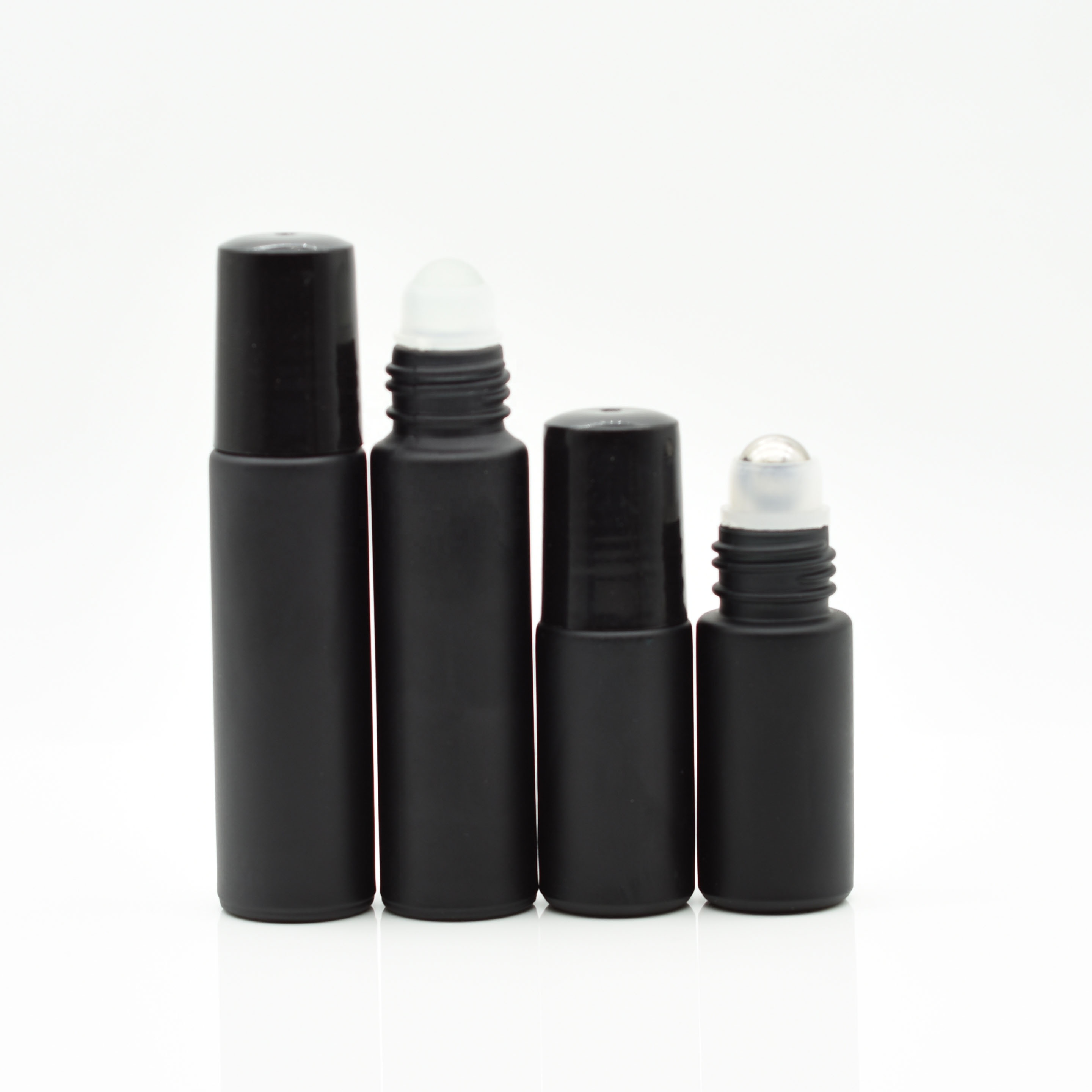 Top Selling Customized 5ml 10ml Essential Oil Matt Frosted Black Glass Roll On Bottles