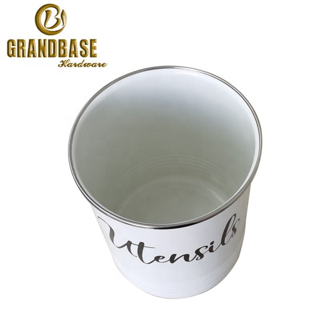 Top Selling Set of 3 Home Enamel metal coffee sugar tea canister Set food Storage Container Set With Lid stainless steel rim